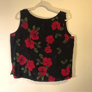 SUMMER SALE --  Silk Rose Print Tank Top